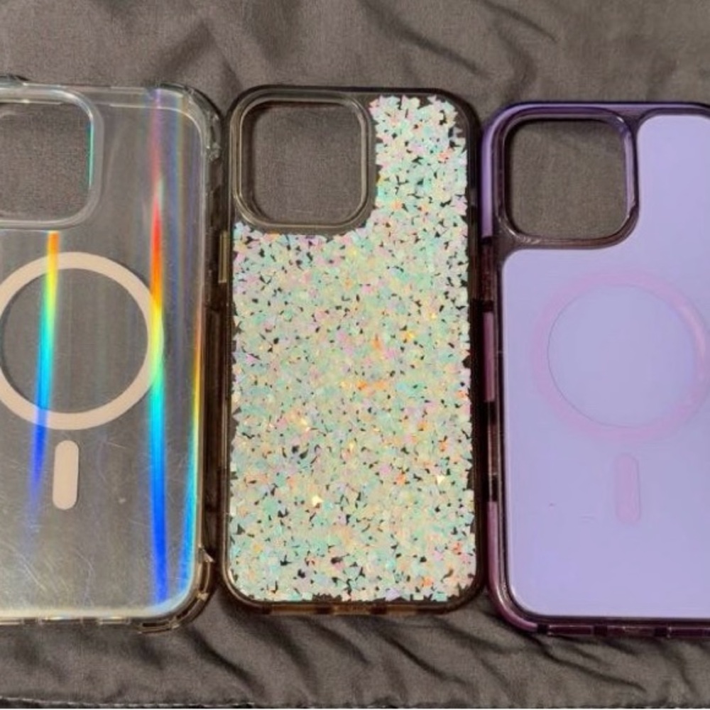 Glitter Purple MagSafe-Compatible Phone Case with Ring